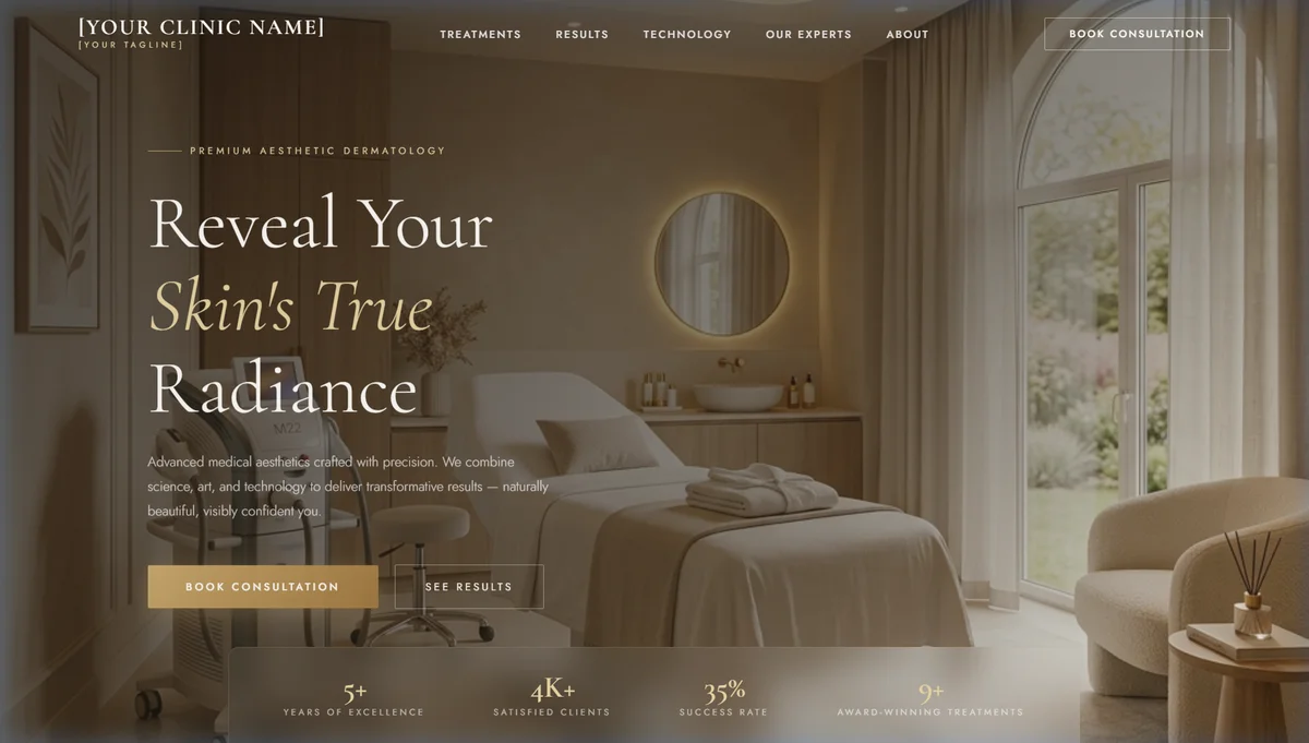Premium skin clinic website demo built by RocketForge Digital